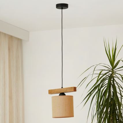 Brilagi - Ljuskrona med textilsladd FOREST 1xE27/15W/230V tall/brun/svart
