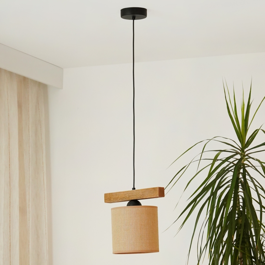Brilagi - Ljuskrona med textilsladd FOREST 1xE27/15W/230V tall/brun/svart
