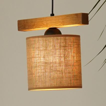 Brilagi - Ljuskrona med textilsladd FOREST 1xE27/15W/230V tall/brun/svart