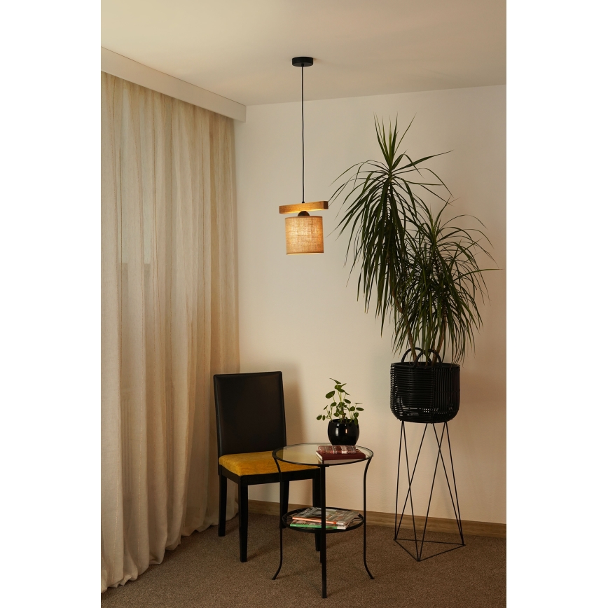 Brilagi - Ljuskrona med textilsladd FOREST 1xE27/15W/230V tall/brun/svart