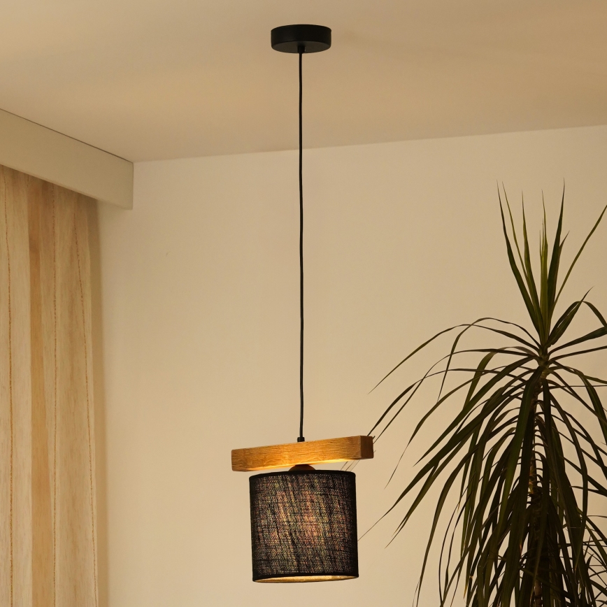 Brilagi - Ljuskrona med textilsladd FOREST 1xE27/15W/230V tall/svart