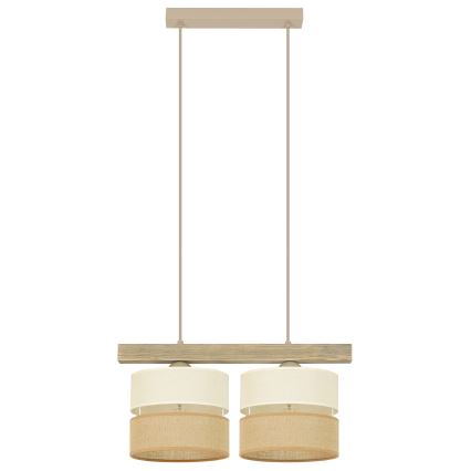 Brilagi - Ljuskrona med textilsladd FOREST 2xE27/15W/230V tall/beige/grädde