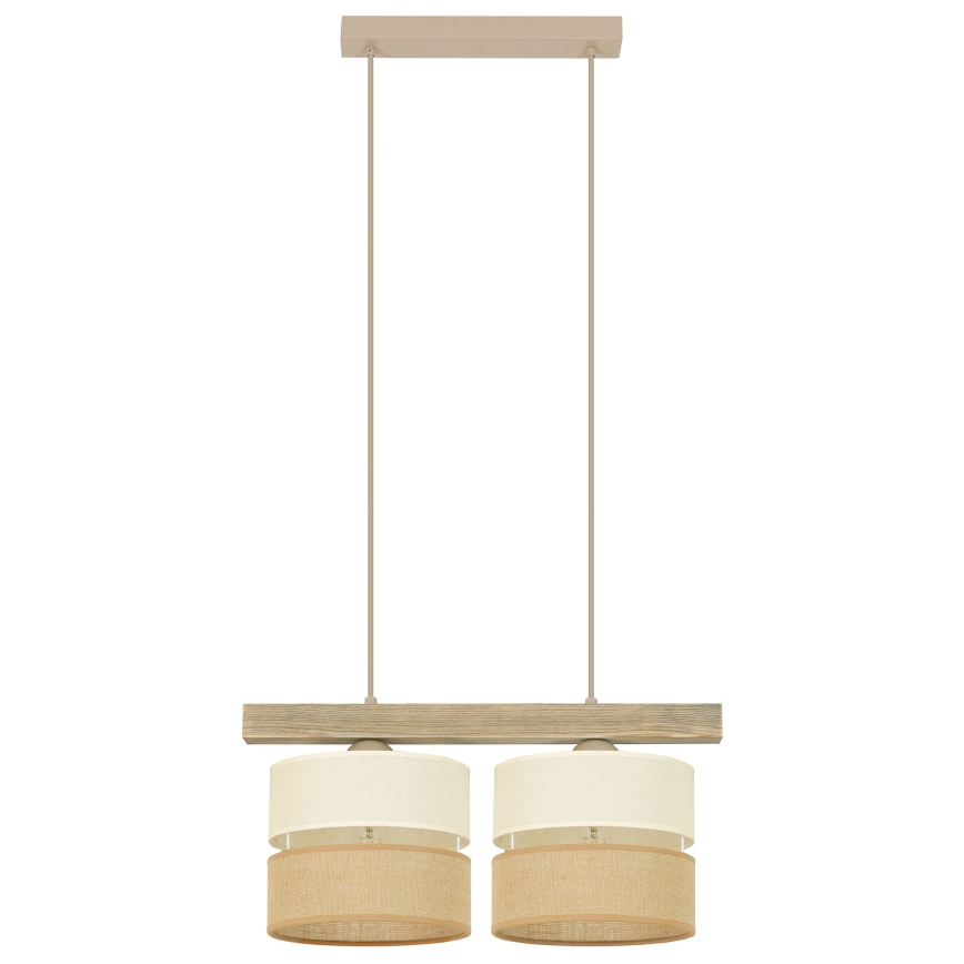 Brilagi - Ljuskrona med textilsladd FOREST 2xE27/15W/230V tall/beige/grädde