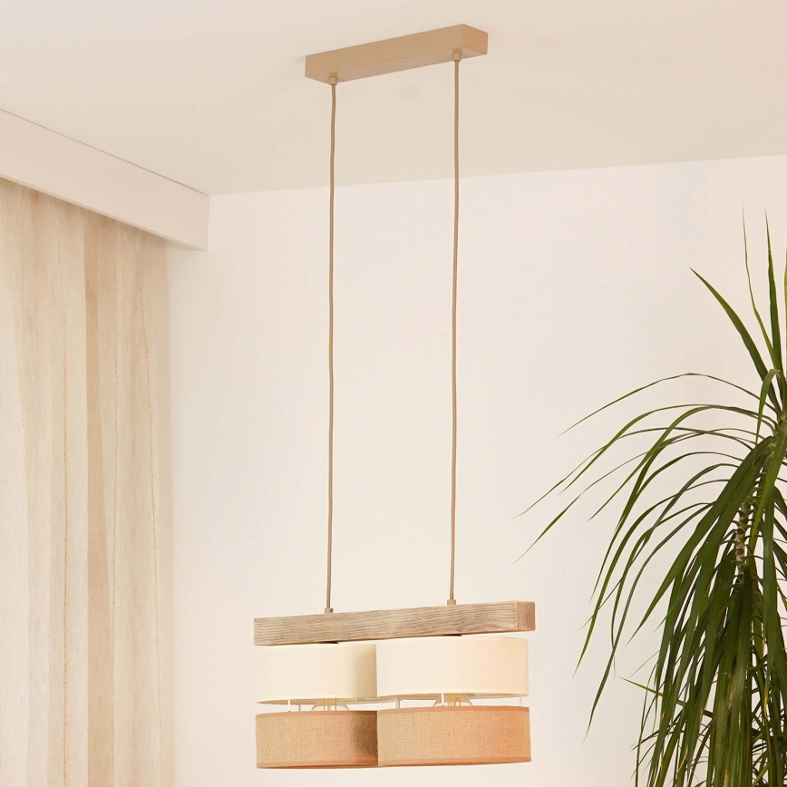 Brilagi - Ljuskrona med textilsladd FOREST 2xE27/15W/230V tall/beige/grädde