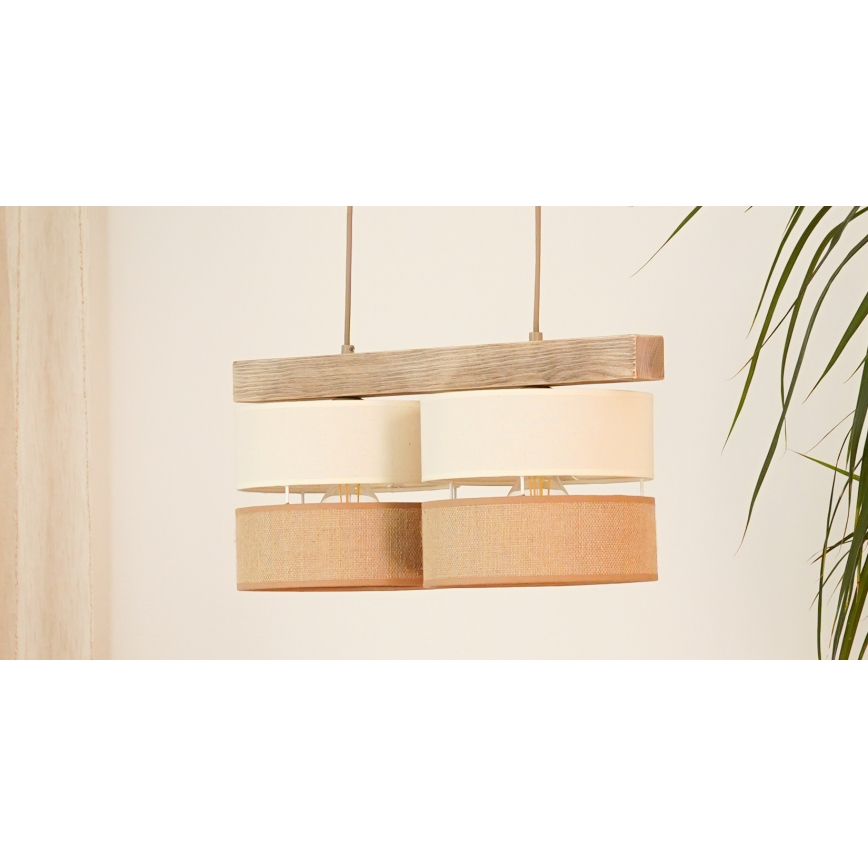 Brilagi - Ljuskrona med textilsladd FOREST 2xE27/15W/230V tall/beige/grädde