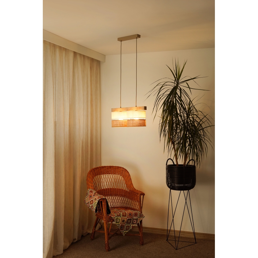 Brilagi - Ljuskrona med textilsladd FOREST 2xE27/15W/230V tall/beige/grädde