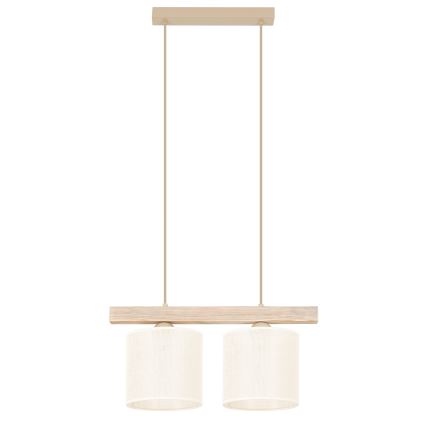 Brilagi - Ljuskrona med textilsladd FOREST 2xE27/15W/230V tall/brun/grädde