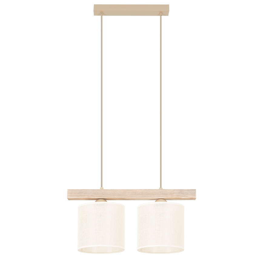 Brilagi - Ljuskrona med textilsladd FOREST 2xE27/15W/230V tall/brun/grädde