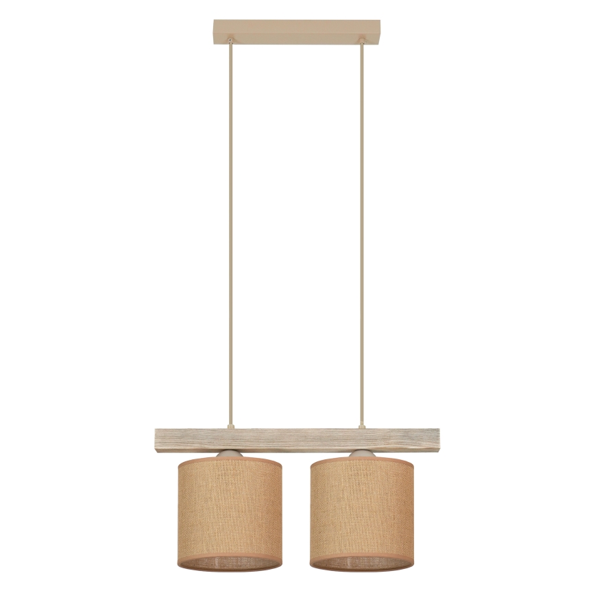 Brilagi - Ljuskrona med textilsladd FOREST 2xE27/15W/230V tall/brun
