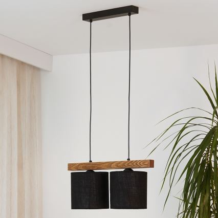 Brilagi - Ljuskrona med textilsladd FOREST 2xE27/15W/230V tall/svart