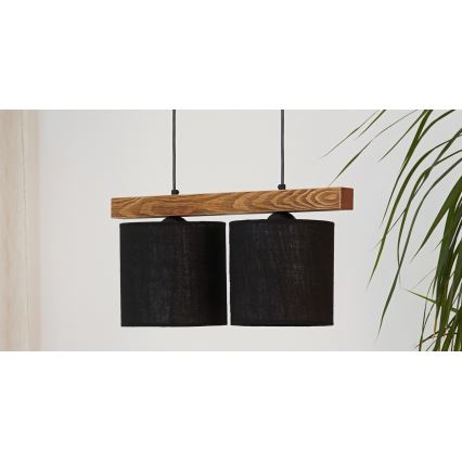Brilagi - Ljuskrona med textilsladd FOREST 2xE27/15W/230V tall/svart