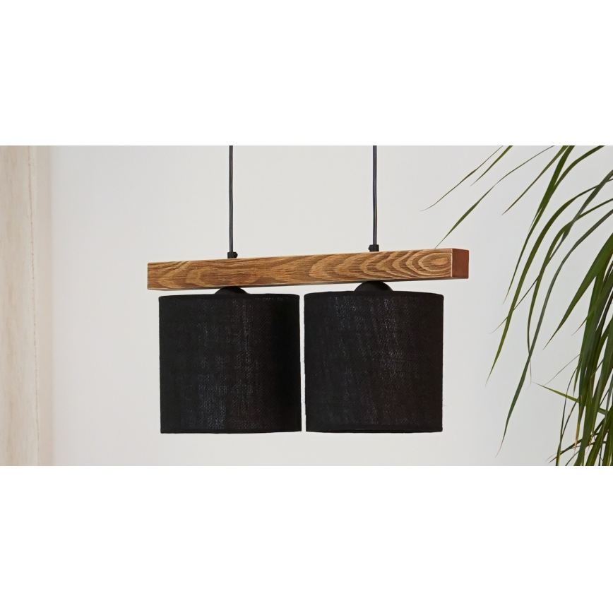 Brilagi - Ljuskrona med textilsladd FOREST 2xE27/15W/230V tall/svart