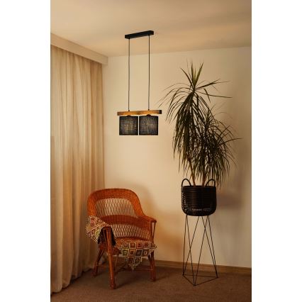 Brilagi - Ljuskrona med textilsladd FOREST 2xE27/15W/230V tall/svart