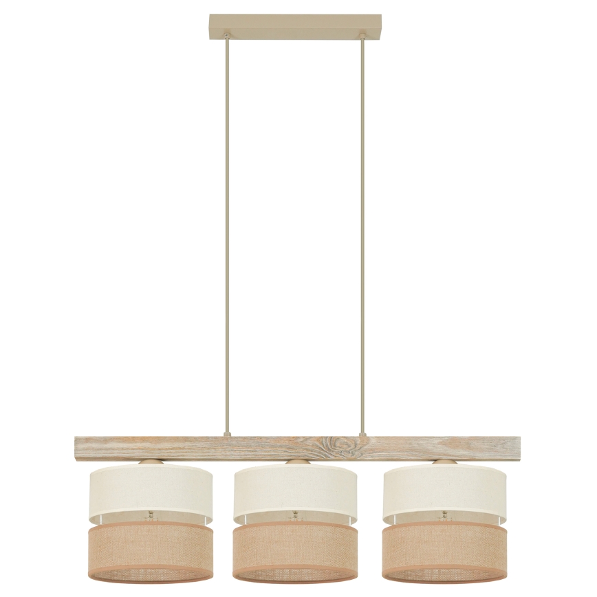 Brilagi - Ljuskrona med textilsladd FOREST 3xE27/15W/230V tall/beige/grädde