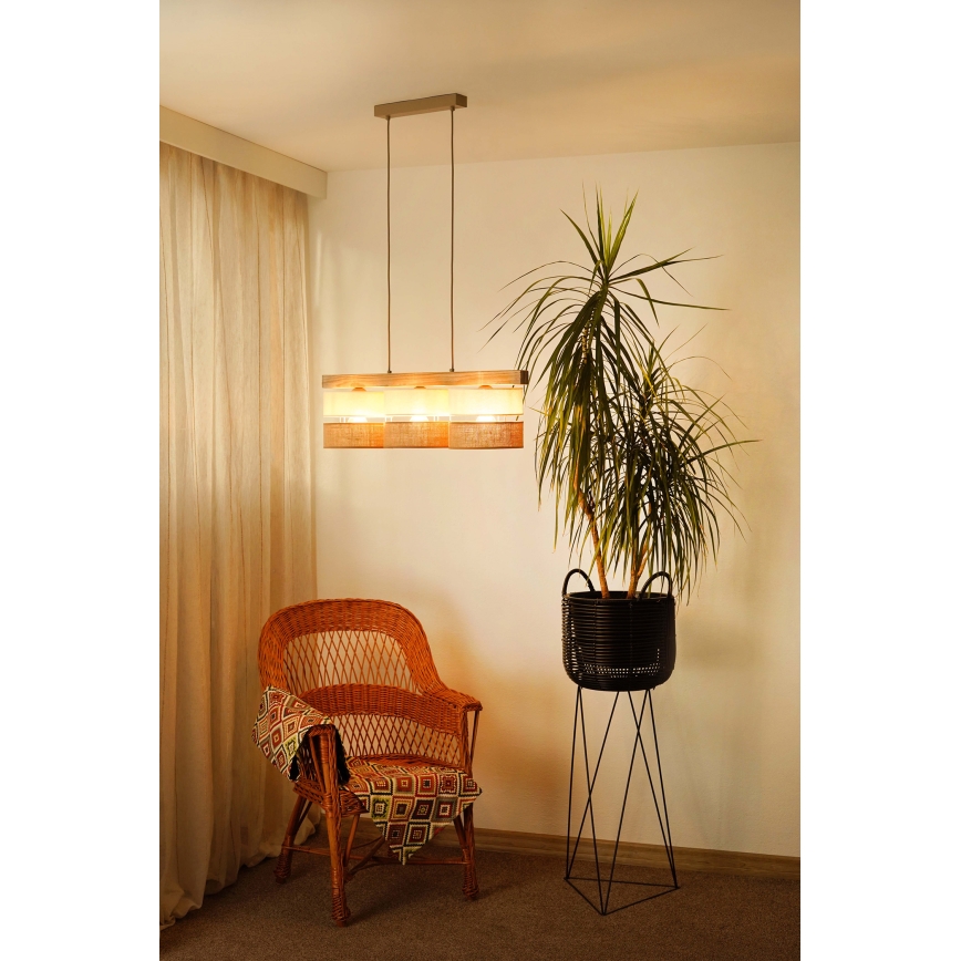 Brilagi - Ljuskrona med textilsladd FOREST 3xE27/15W/230V tall/beige/grädde