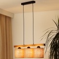 Brilagi - Ljuskrona med textilsladd FOREST 3xE27/15W/230V tall/brun/svart