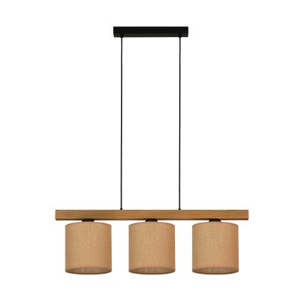 Brilagi - Ljuskrona med textilsladd FOREST 3xE27/15W/230V tall/brun/svart