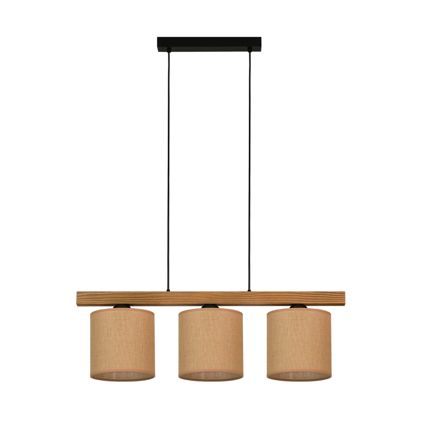 Brilagi - Ljuskrona med textilsladd FOREST 3xE27/15W/230V tall/brun/svart