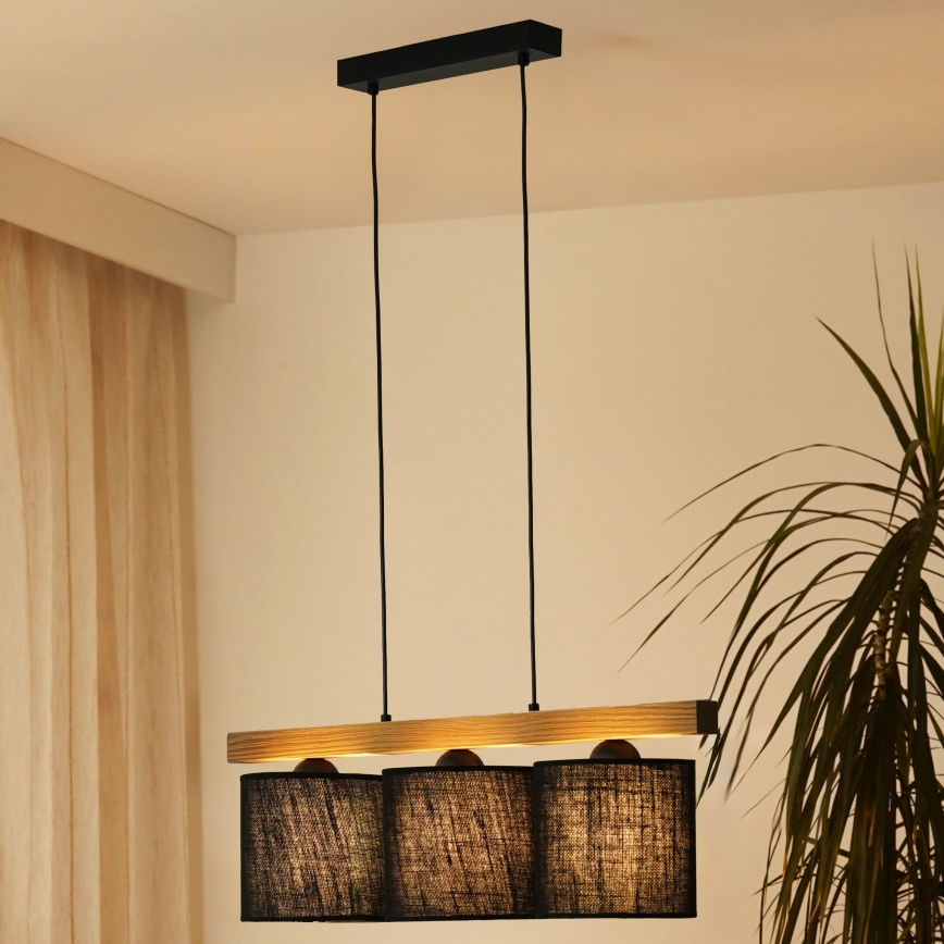 Brilagi - Ljuskrona med textilsladd FOREST 3xE27/15W/230V tall/svart