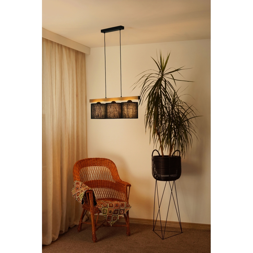 Brilagi - Ljuskrona med textilsladd FOREST 3xE27/15W/230V tall/svart