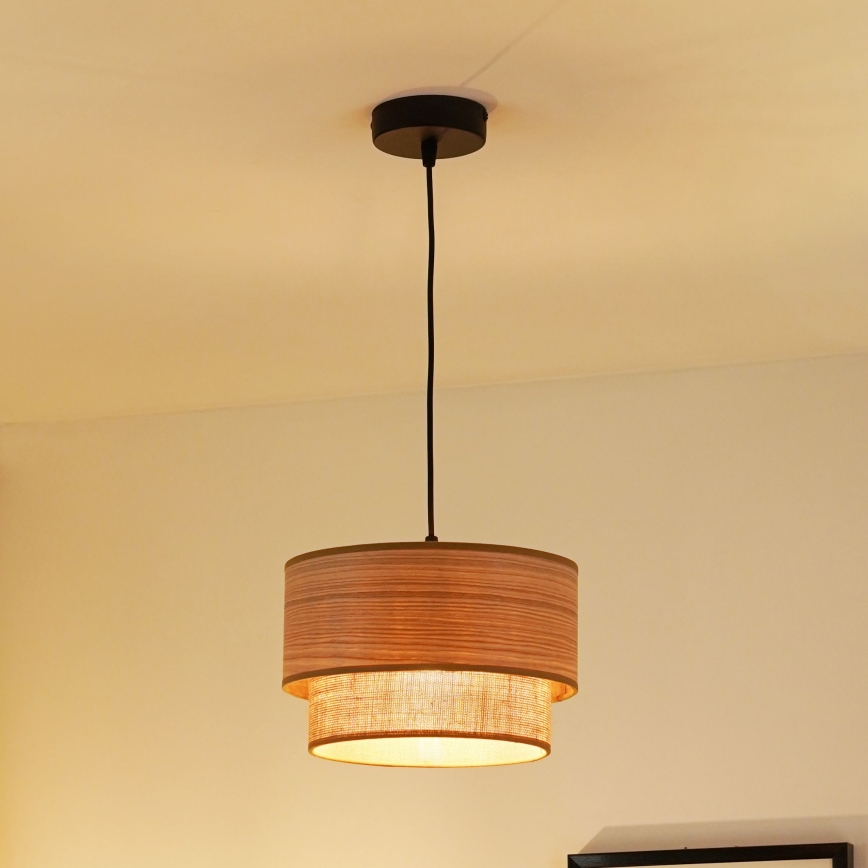 Brilagi - Ljuskrona med textilsladd MONTANA BOHO 1xE27/15W/230V diameter 25 cm brun/svart