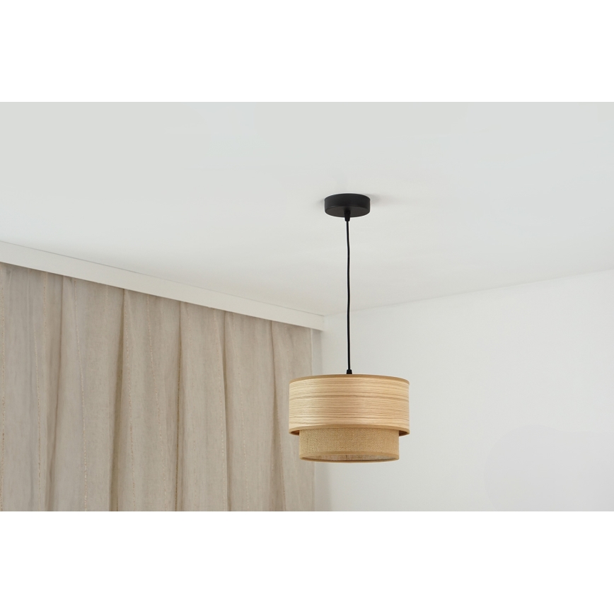 Brilagi - Ljuskrona med textilsladd MONTANA BOHO 1xE27/15W/230V diameter 25 cm brun/svart