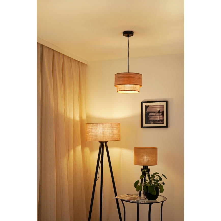 Brilagi - Ljuskrona med textilsladd MONTANA BOHO 1xE27/15W/230V diameter 25 cm brun/svart