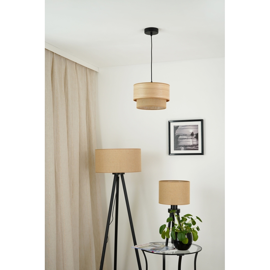 Brilagi - Ljuskrona med textilsladd MONTANA BOHO 1xE27/15W/230V diameter 25 cm brun/svart