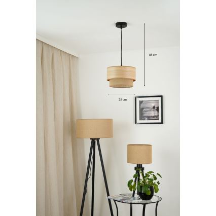 Brilagi - Ljuskrona med textilsladd MONTANA BOHO 1xE27/15W/230V diameter 25 cm brun/svart