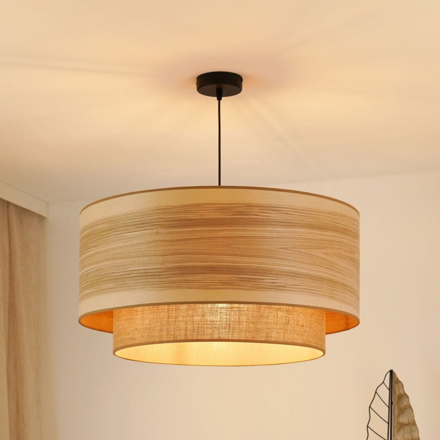 Brilagi - Ljuskrona med textilsladd MONTANA BOHO 1xE27/15W/230V diameter 60 cm brun/svart