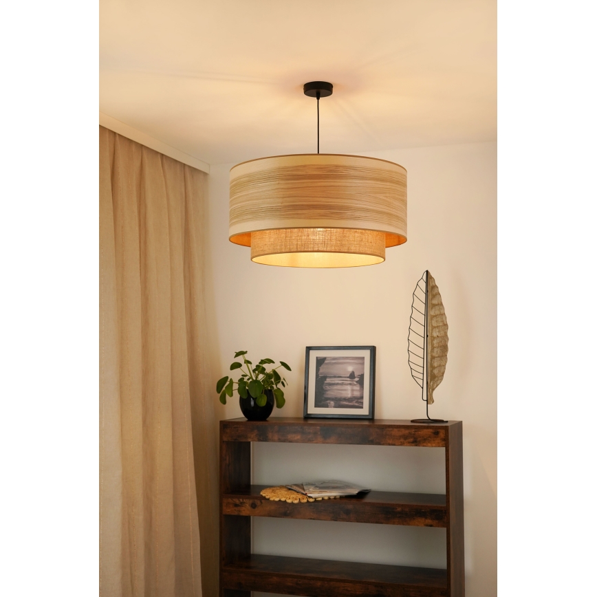 Brilagi - Ljuskrona med textilsladd MONTANA BOHO 1xE27/15W/230V diameter 60 cm brun/svart