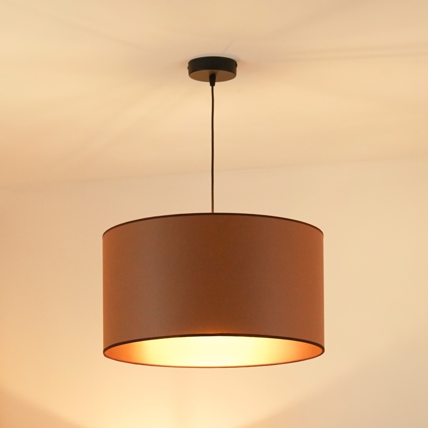 Brilagi - Ljuskrona med textilsladd OREGON ROLLER VEGE 1xE27/15W/230V diameter 45 cm brun