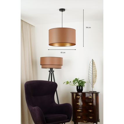 Brilagi - Ljuskrona med textilsladd OREGON ROLLER VEGE 1xE27/15W/230V diameter 45 cm brun