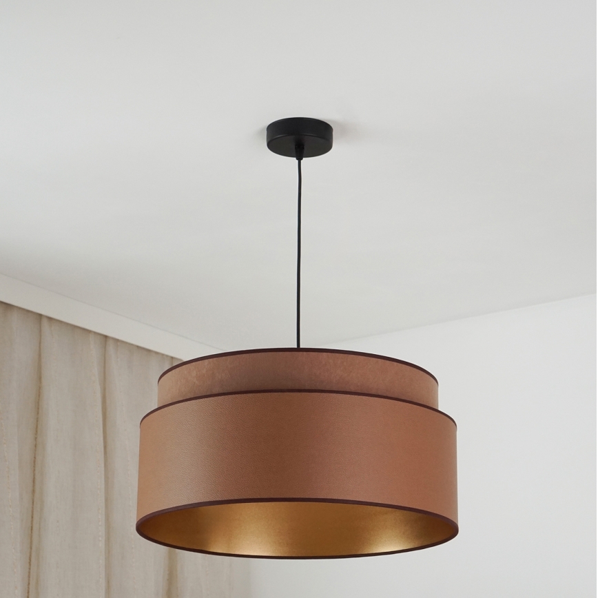 Brilagi - Ljuskrona med textilsladd OREGON VEGE 1xE27/15W/230V diameter 45 cm brun