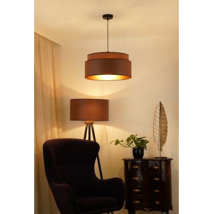 Brilagi - Ljuskrona med textilsladd OREGON VEGE 1xE27/15W/230V diameter 45 cm brun