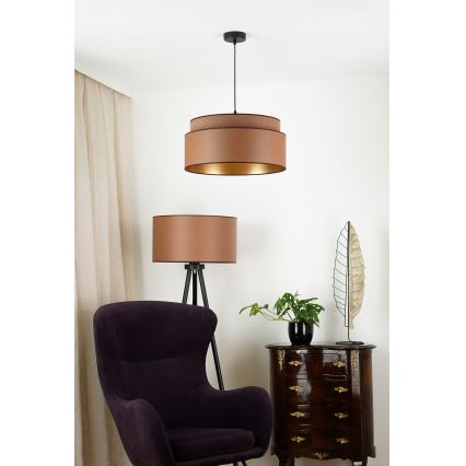 Brilagi - Ljuskrona med textilsladd OREGON VEGE 1xE27/15W/230V diameter 45 cm brun