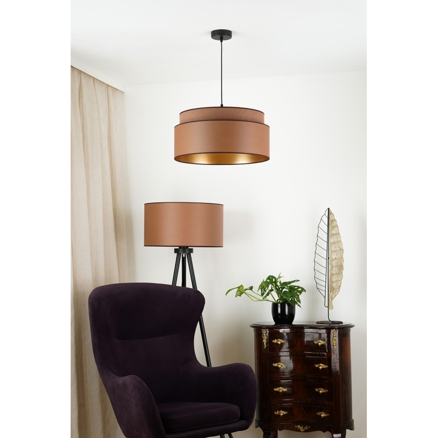 Brilagi - Ljuskrona med textilsladd OREGON VEGE 1xE27/15W/230V diameter 45 cm brun