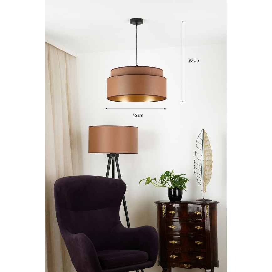 Brilagi - Ljuskrona med textilsladd OREGON VEGE 1xE27/15W/230V diameter 45 cm brun