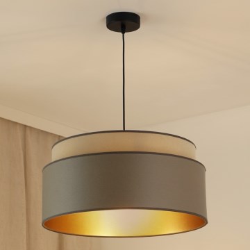 Brilagi - Ljuskrona med textilsladd OREGON VEGE 1xE27/15W/230V diameter 45 cm grå