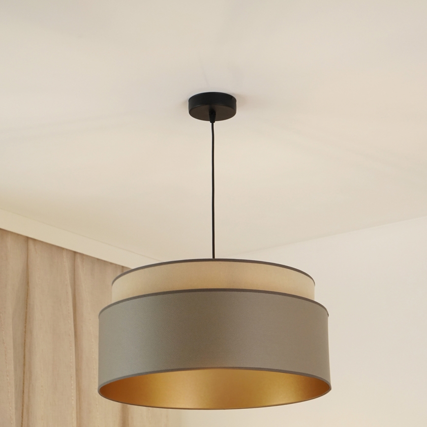 Brilagi - Ljuskrona med textilsladd OREGON VEGE 1xE27/15W/230V diameter 45 cm grå