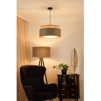 Brilagi - Ljuskrona med textilsladd OREGON VEGE 1xE27/15W/230V diameter 45 cm grå