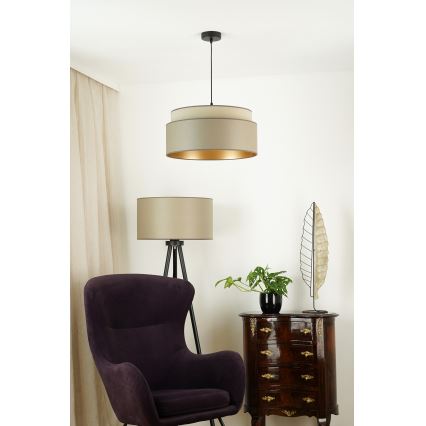 Brilagi - Ljuskrona med textilsladd OREGON VEGE 1xE27/15W/230V diameter 45 cm grå