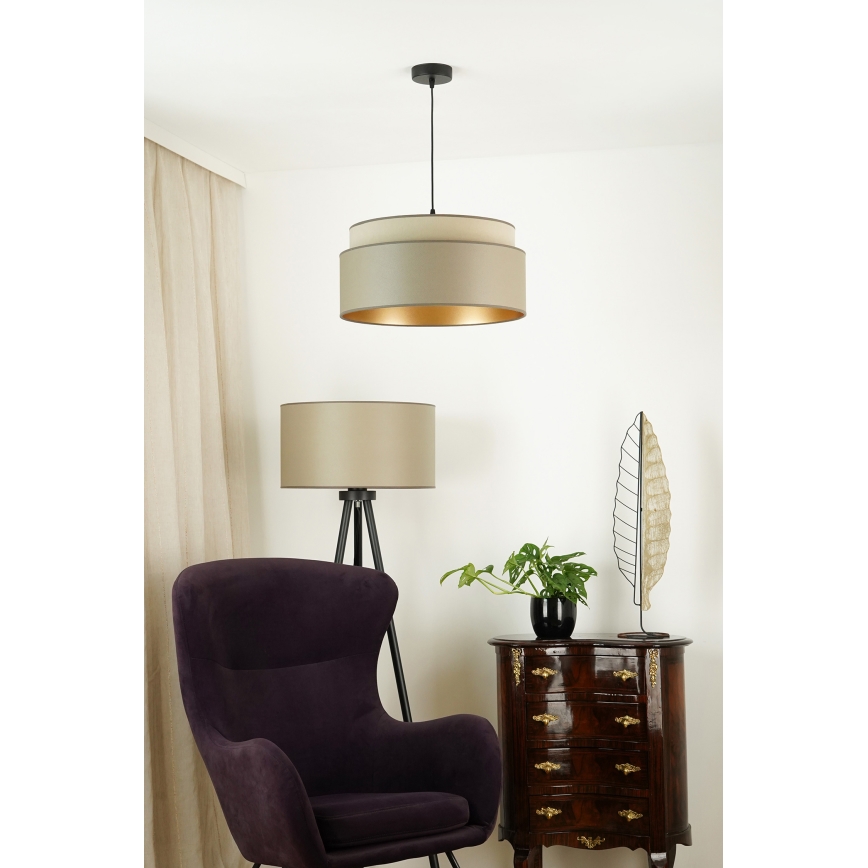 Brilagi - Ljuskrona med textilsladd OREGON VEGE 1xE27/15W/230V diameter 45 cm grå