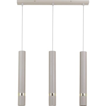 Brilagi - Ljuskrona med textilsladd POKER 3xGU10/25W/230V beige/guld