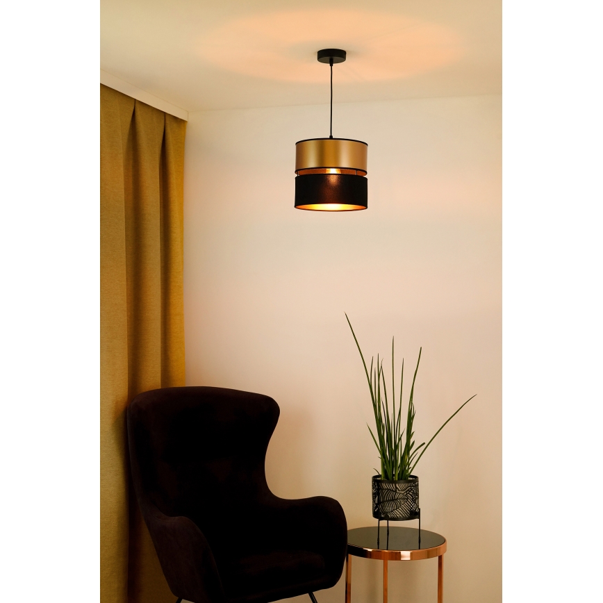 Brilagi - Ljuskrona med textilsladd ROYAL 1xE27/15W/230V diameter 25 cm svart/guld