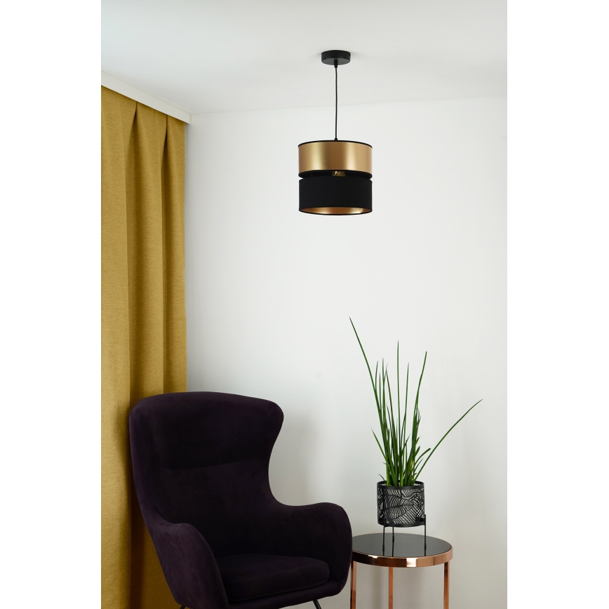 Brilagi - Ljuskrona med textilsladd ROYAL 1xE27/15W/230V diameter 25 cm svart/guld