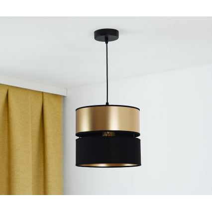 Brilagi - Ljuskrona med textilsladd ROYAL 1xE27/15W/230V diameter 25 cm svart/guld