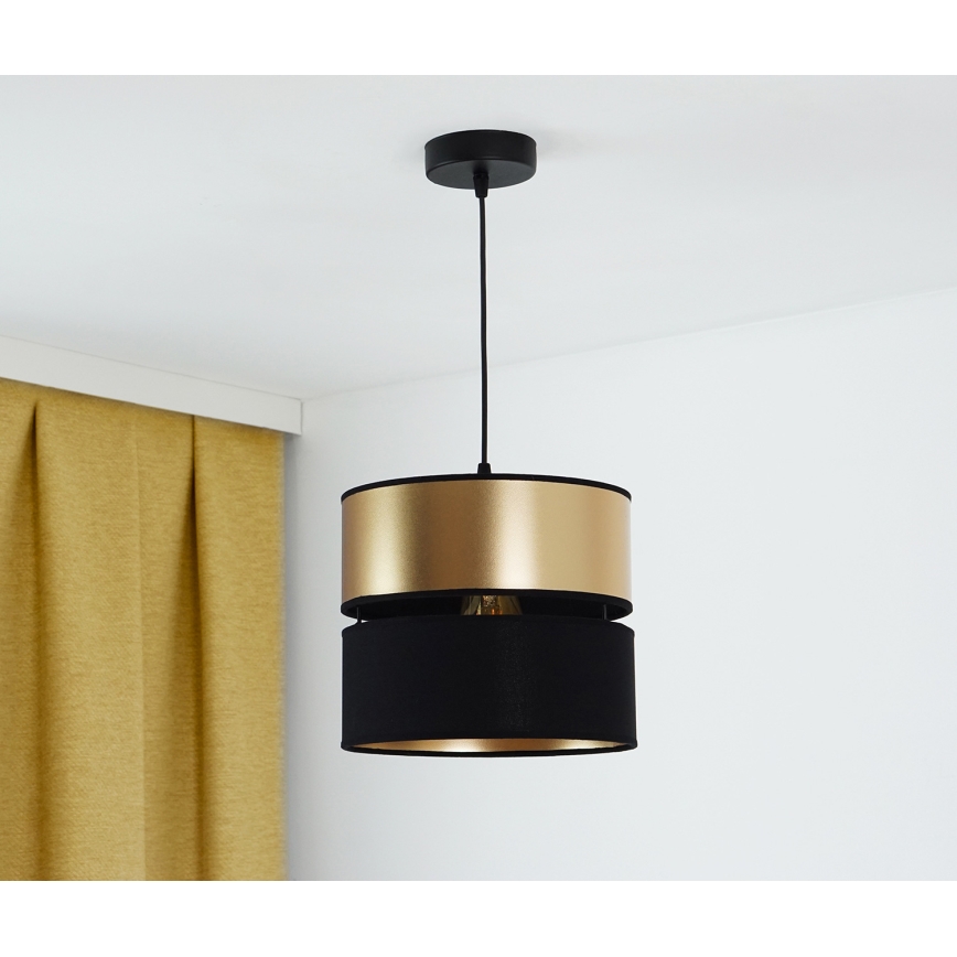 Brilagi - Ljuskrona med textilsladd ROYAL 1xE27/15W/230V diameter 25 cm svart/guld