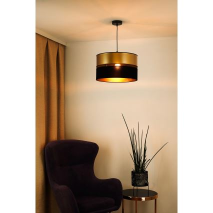 Brilagi - Ljuskrona med textilsladd ROYAL 1xE27/15W/230V diameter 40 cm svart/guld