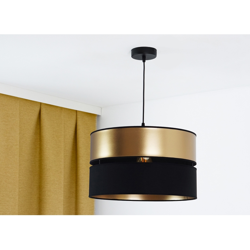 Brilagi - Ljuskrona med textilsladd ROYAL 1xE27/15W/230V diameter 40 cm svart/guld